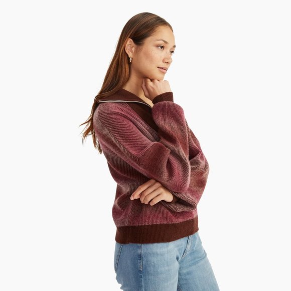 Naadam Merino Cashmere Space Dye Quarter Zip Sweater - Picture 4 of 12